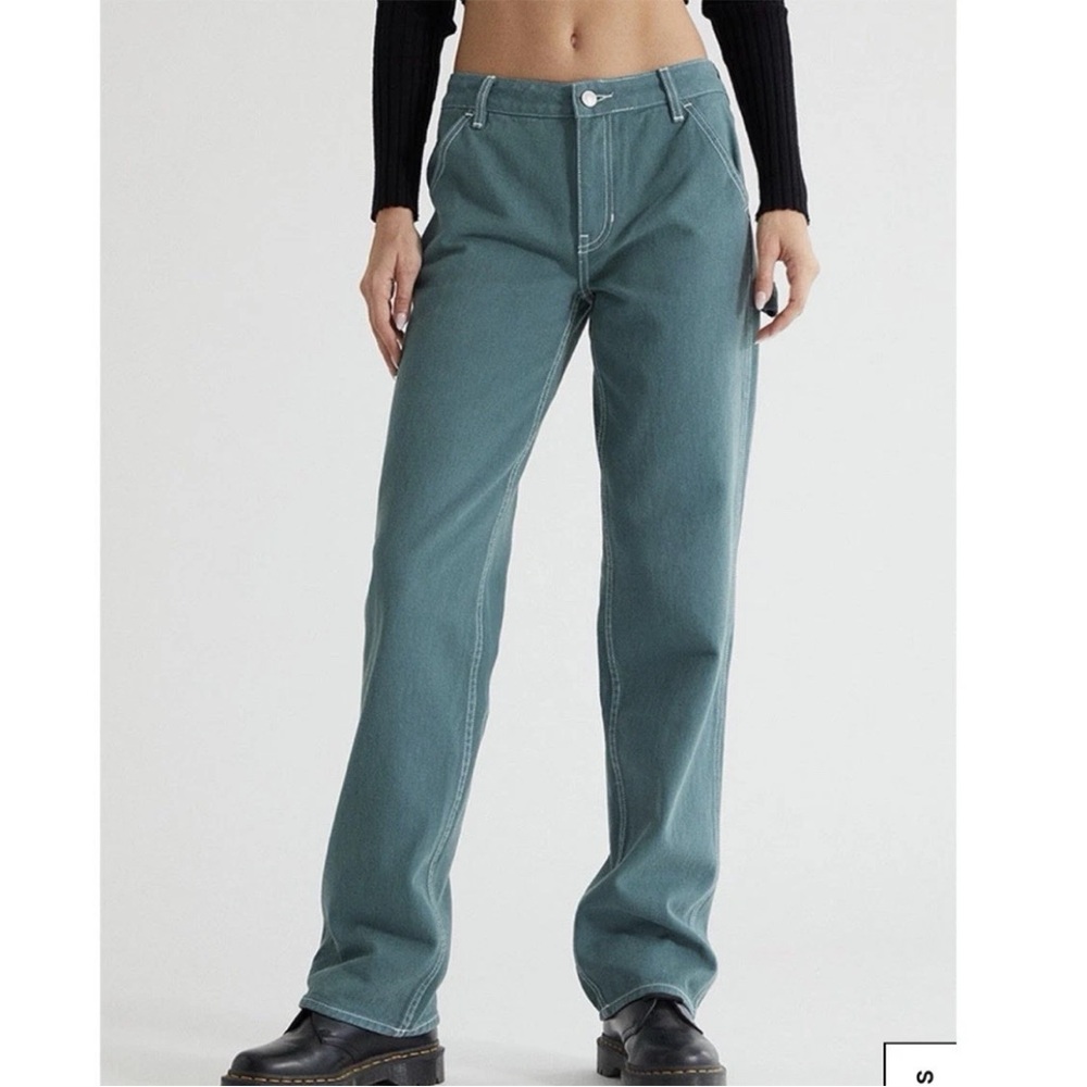 Pacsun 90s Boyfriend Carpenter Jeans Y2K Pockets Utility Classic SZ 24 Green